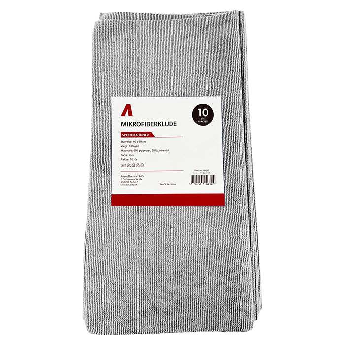 Chiffon en microfibre, 40x40cm, 330gsm, 10 pièces Gris