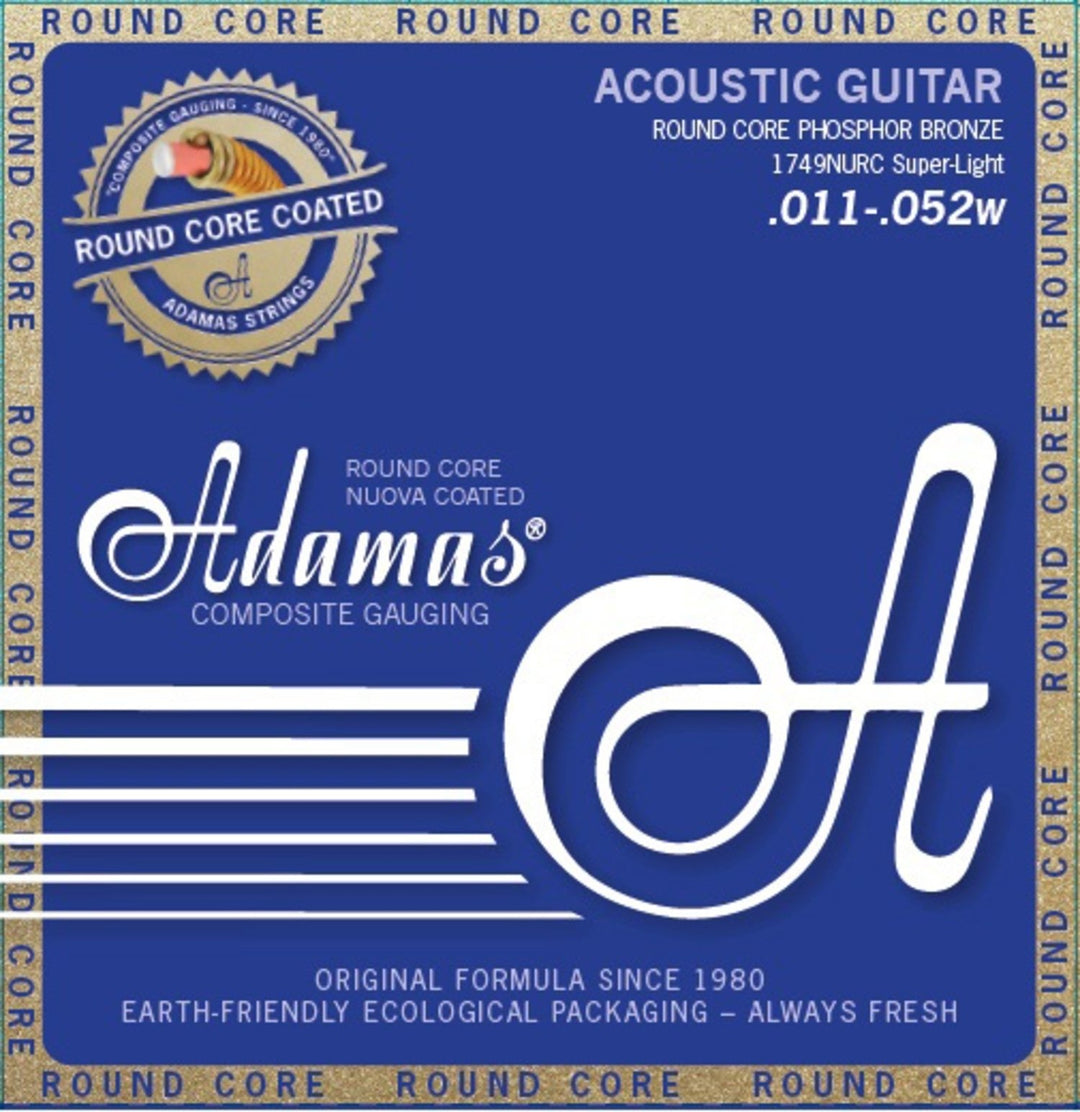 Cordes Adamas pour Guitares acoustiques Nuova Phosphor Bronze coated round core - Super Light .011-.052 (1749NURC)