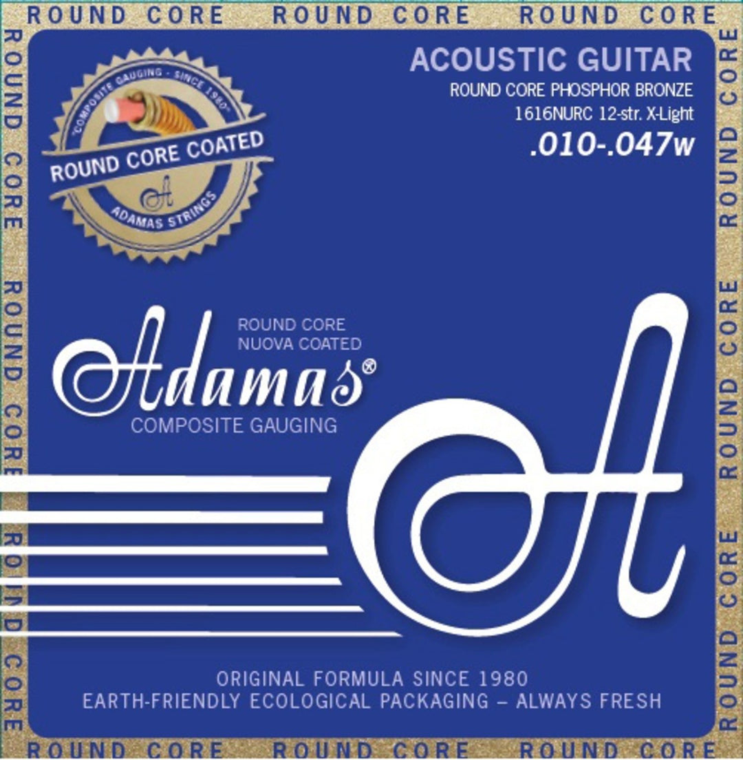 Cordes Adamas pour guitare acoustique Nuova Phosphor Bronze à âme ronde revêtue - 12-str. Light .010-.047 (1616NURC)
