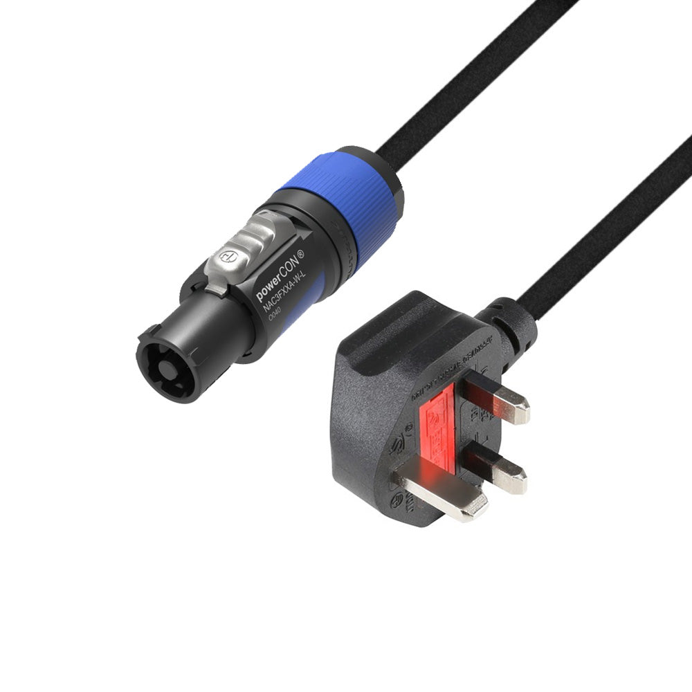 Câbles Adam Hall 5 STAR PCON 0300 GB - Câble d’alimentation Neutrik powerCON® vers fiche GB | 3 m