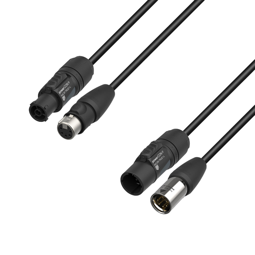 Adam Hall Cables 5 STAR H TCON 5D 1000 IP65 - Hybridkabel | Strøm & DMX | Neutrik® XLR 5-polet IP65 x TRUE1® | 10 m