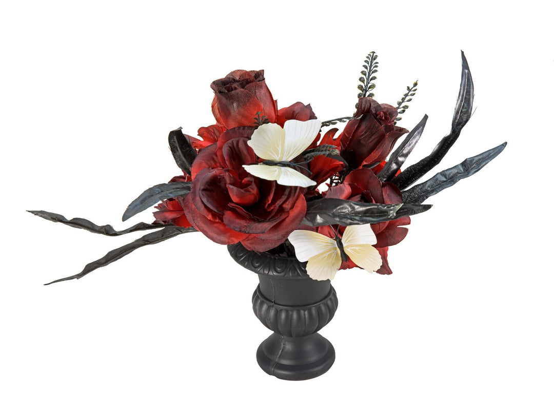 Décoration de table Halloween roses, noire et rouge, 28 cm