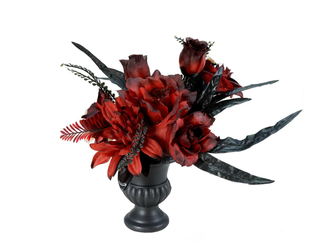 Décoration de table Halloween roses, noire et rouge, 28 cm