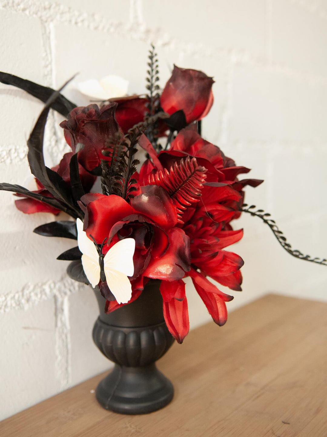 Décoration de table Halloween roses, noire et rouge, 28 cm