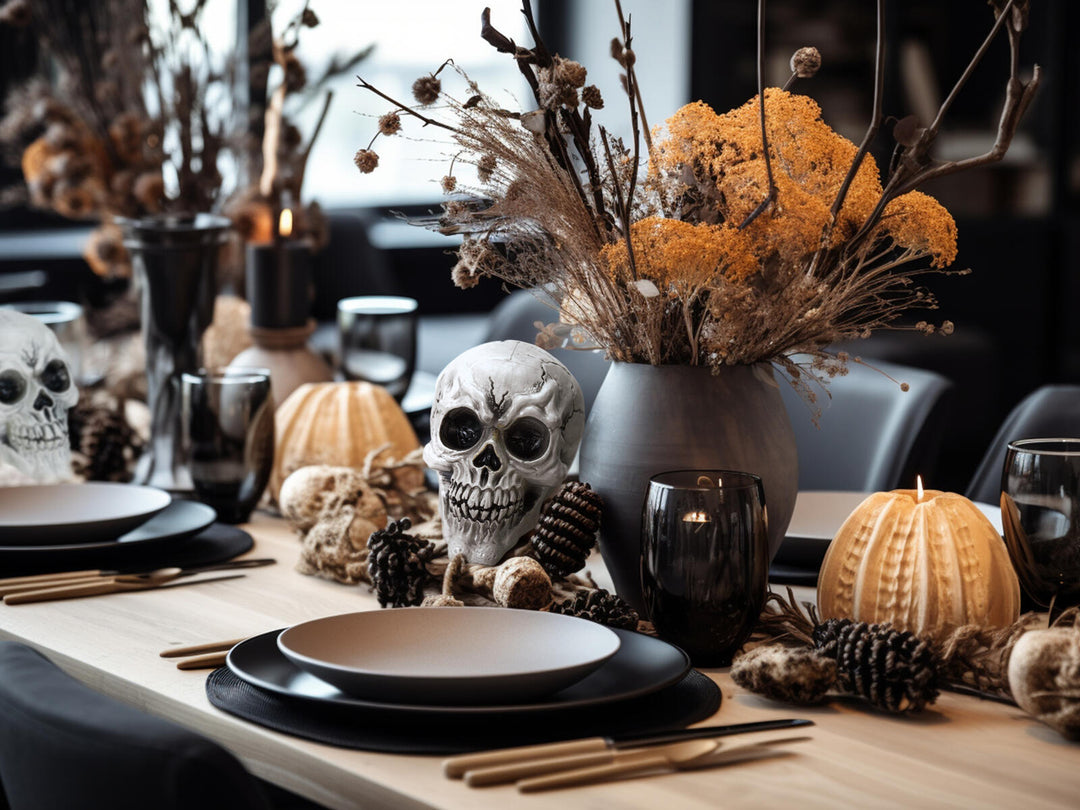 Crânes d’Halloween noirs et blancs, 3 pièces