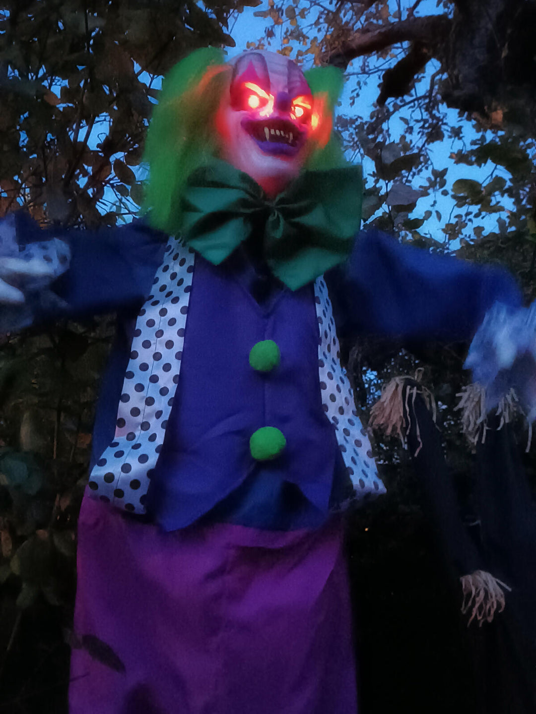 Halloween-figur klovnen Charly, animeret, 162 cm