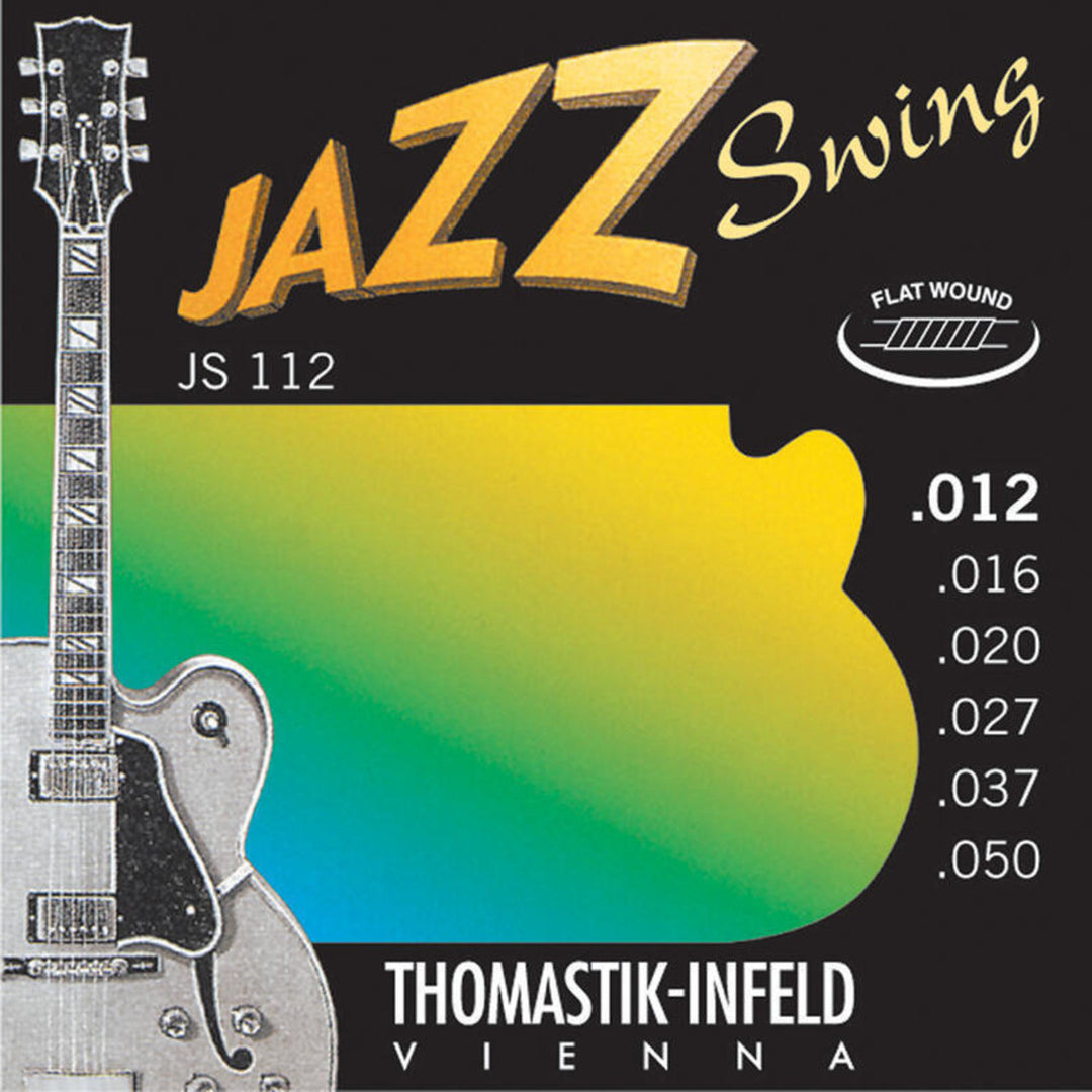 Thomastik-Infeld Cordes pour guitare électrique Jazz Swing Series Nickel Flat Wound - Jeu 012 flatwound (JS112)