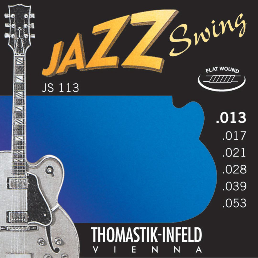Cordes Thomastik-Infeld pour guitare électrique Jazz Swing Series Nickel Flat Wound - Jeu 013 flatwound (JS113)