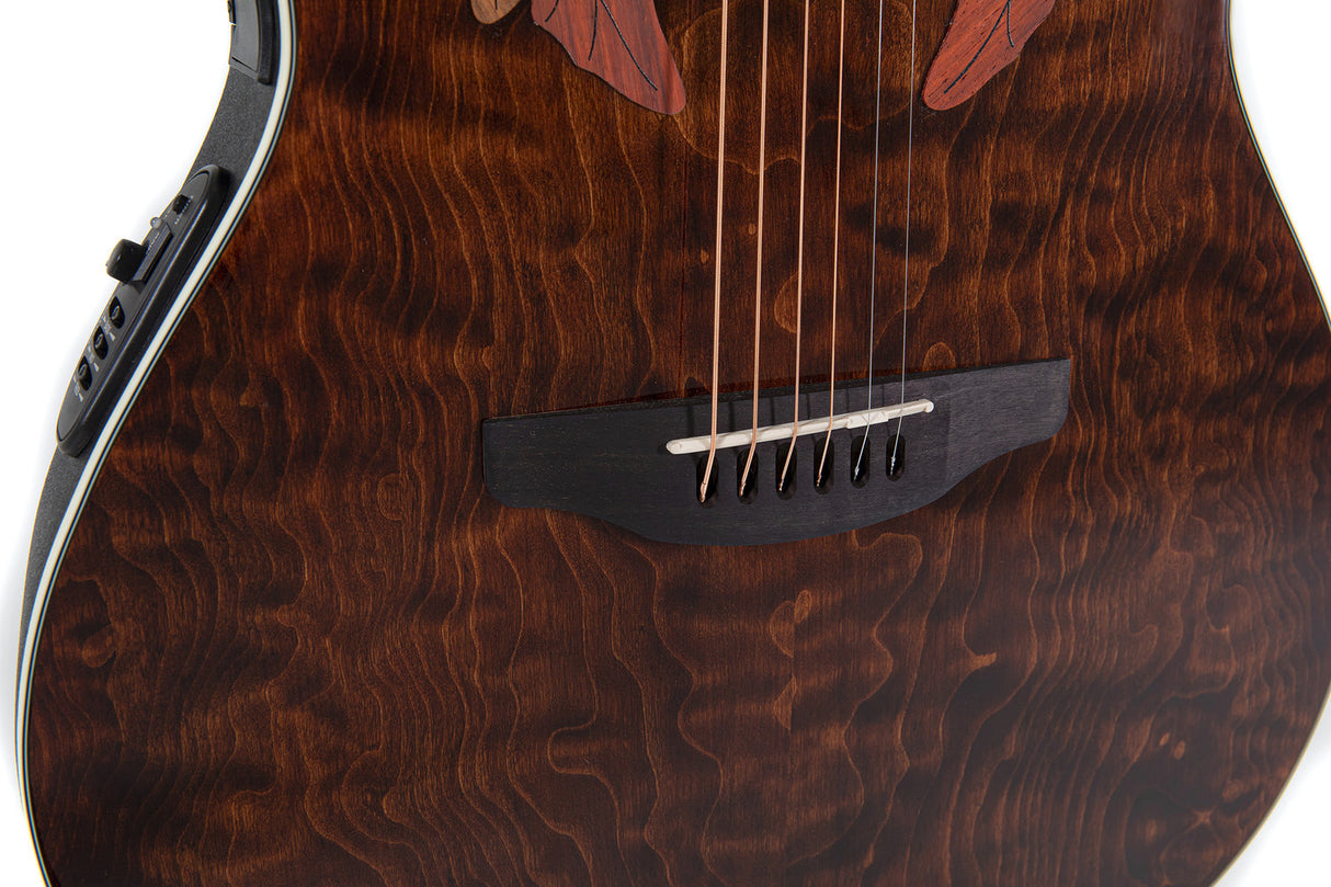 Ovation E-Acoustic Guitar Celebrity Elite Plus Super Shallow - Dark Tiger Eye (CE48P-TGE-G)