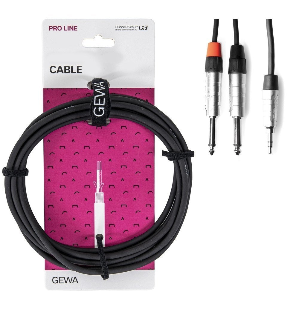 Câble en Y GEWA Pro Line 1,5 m, mini-jack vers 2 x jack mono