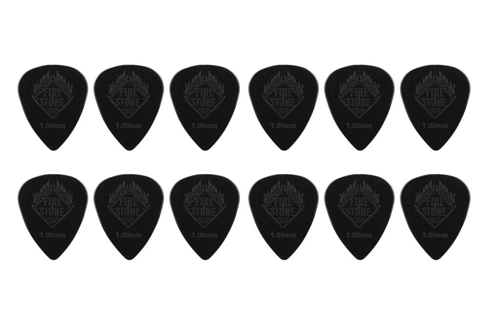 Fire & Stone médiators en nylon 1,00 mm, noirs, 12 pièces