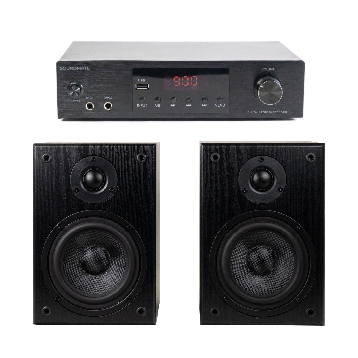 SoundMate HBS-05 Enceintes Bibliothèque & Amplificateur Bundle