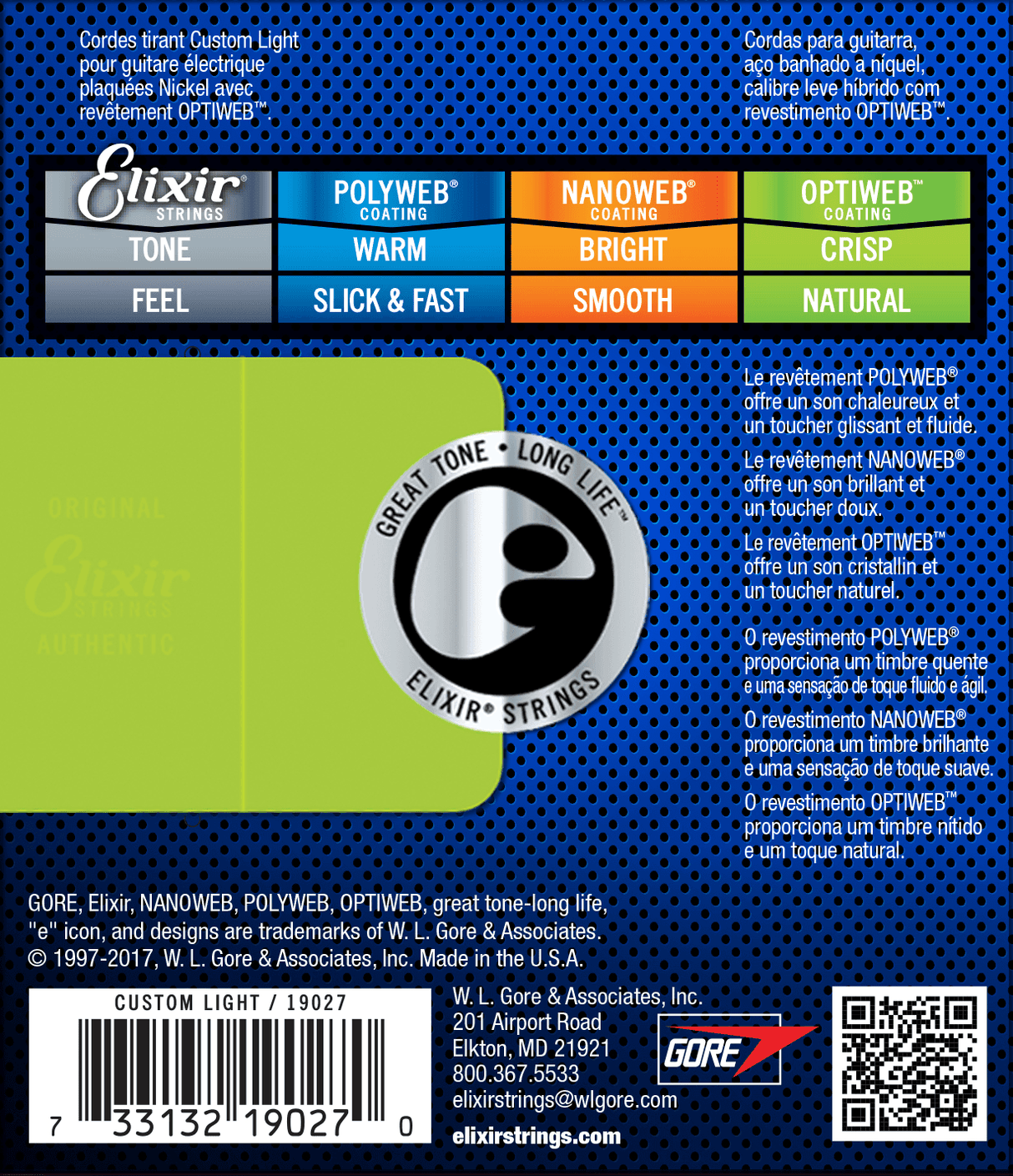 Elixir Optiweb Cordes de Guitare (Custom Light, 09-46)