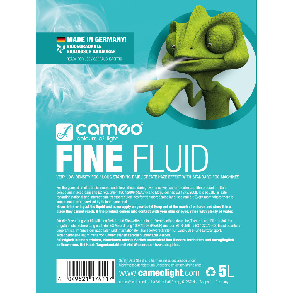 Cameo FINE FLUID 5 L - Fluide haze effet brume à très faible densité et temps de suspension très long 5 L