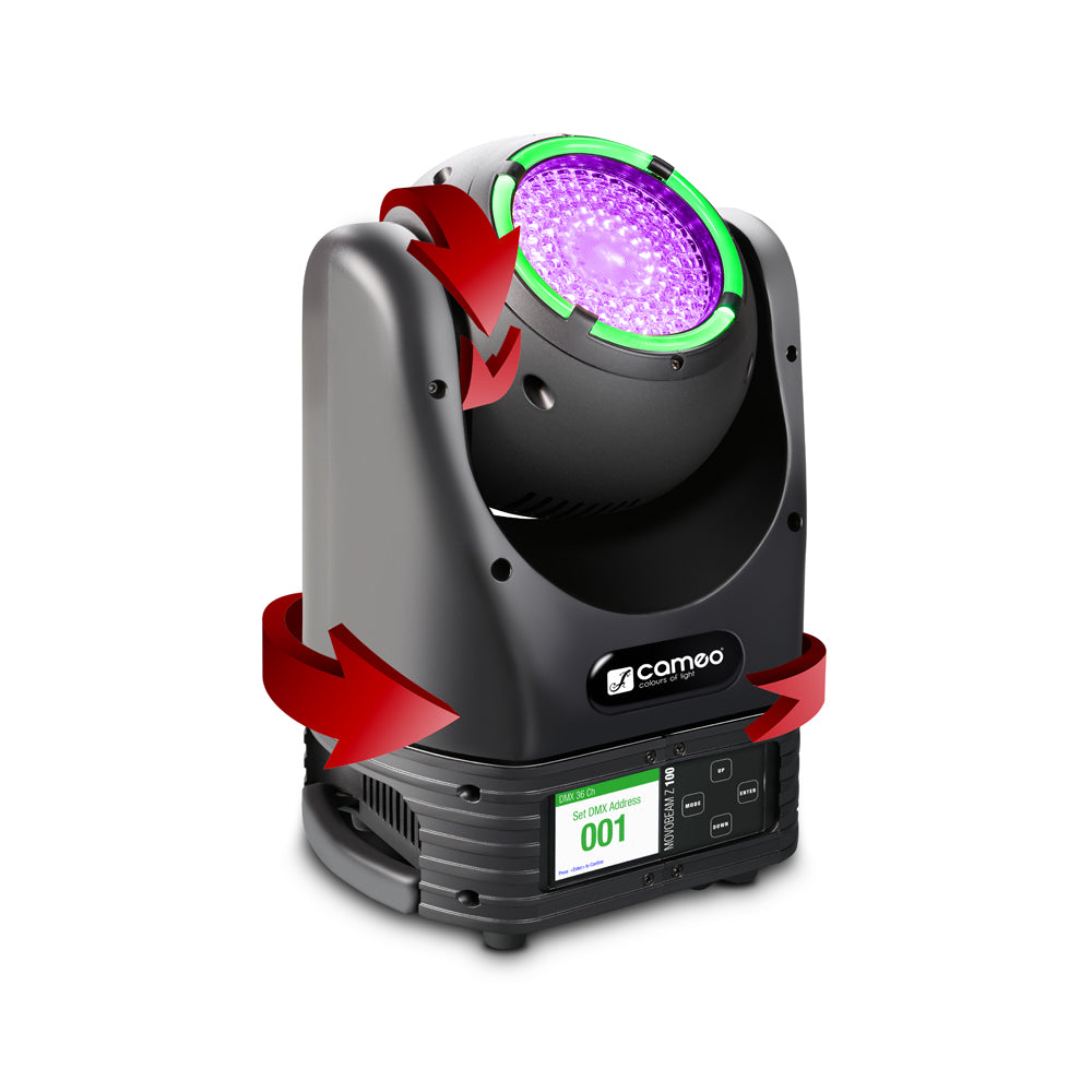 Cameo MOVO BEAM Z100 - Lyre Beam asservie avec rotation infinie, anneau LED et zoom