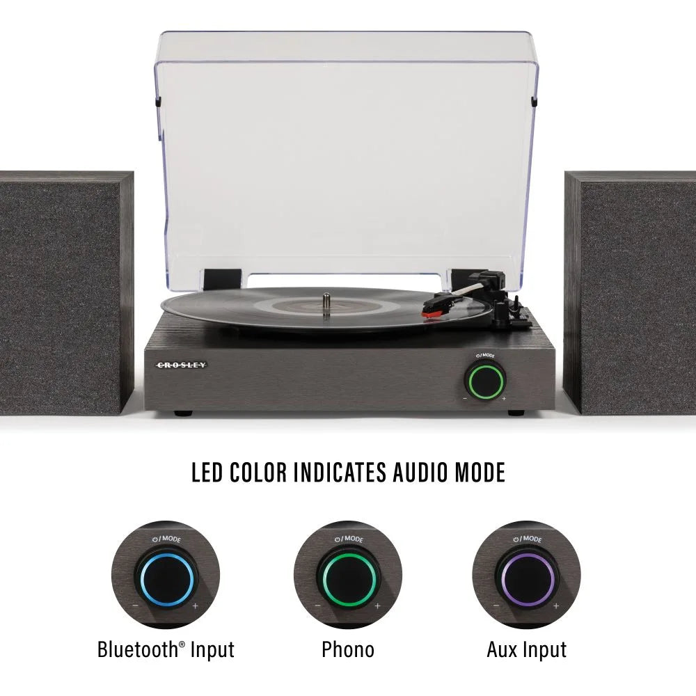 Crosley Zane platine vinyle avec haut-parleurs, Noir
