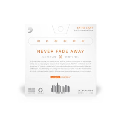 Daddario XSAPB1047 Phosphor Bronze Guitar Strings (Extra Light 10-47)