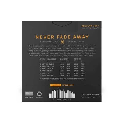 Daddario XTE Coated Guitar Strings (10-46) 3-Pak