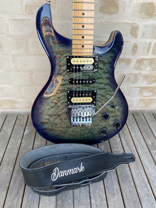 Franklin special broderet sort læder guitarrem - DANMARK