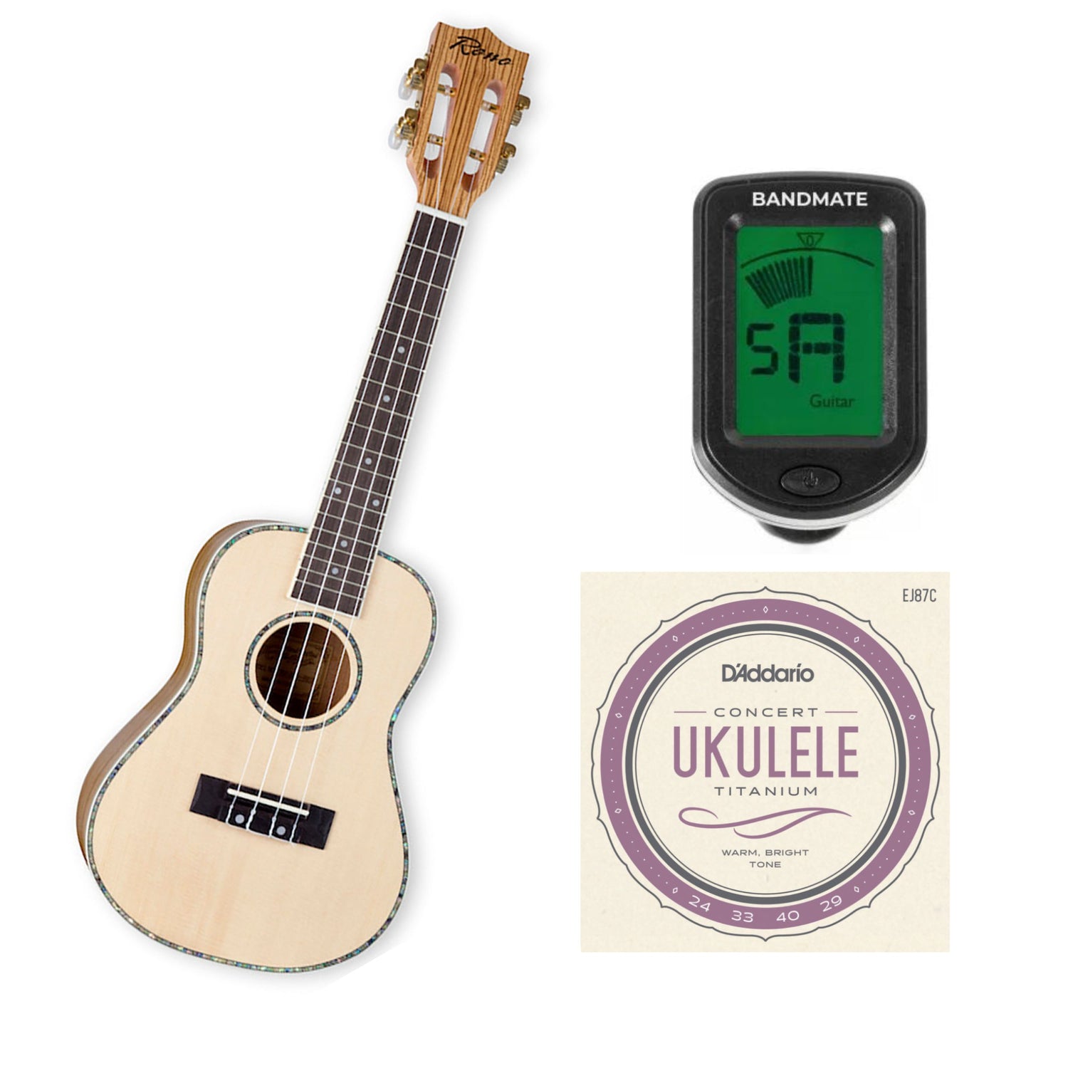 Reno RU320 Grand Concert Ukulele (Natural) Starter Kit