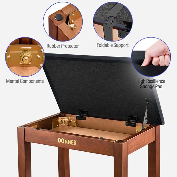 Donner Bench Banquette de piano marron