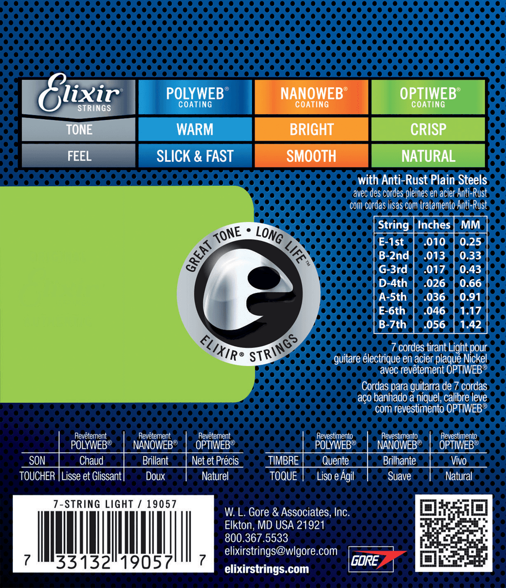 Elixir Optiweb Guitar Strings (7-String 10-56 Light)