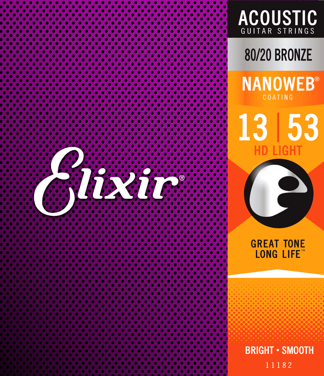 Elixir Nanoweb Bronze 80/20 Cordes de Guitare (HD Light, 13-53)