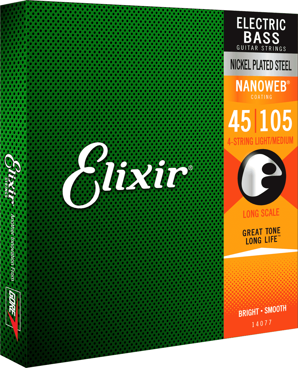 Elixir Nanoweb Nickel Basstrenge (Medium, 45-105)