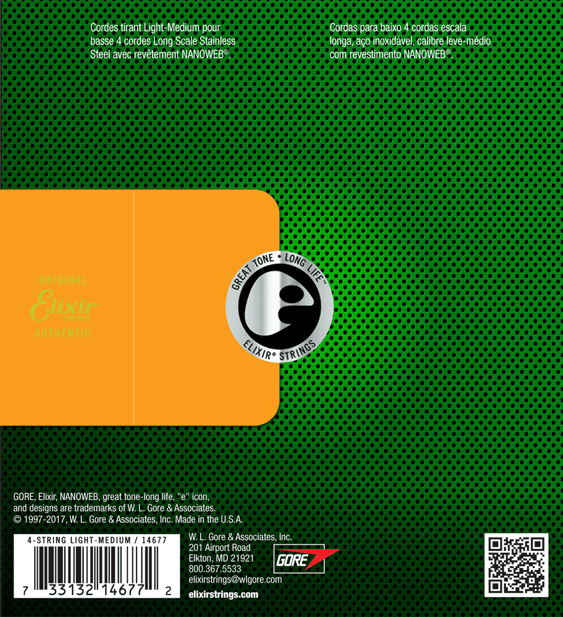 Elixir Nanoweb Stainless Steel Bass String (Medium /4c 45-105)