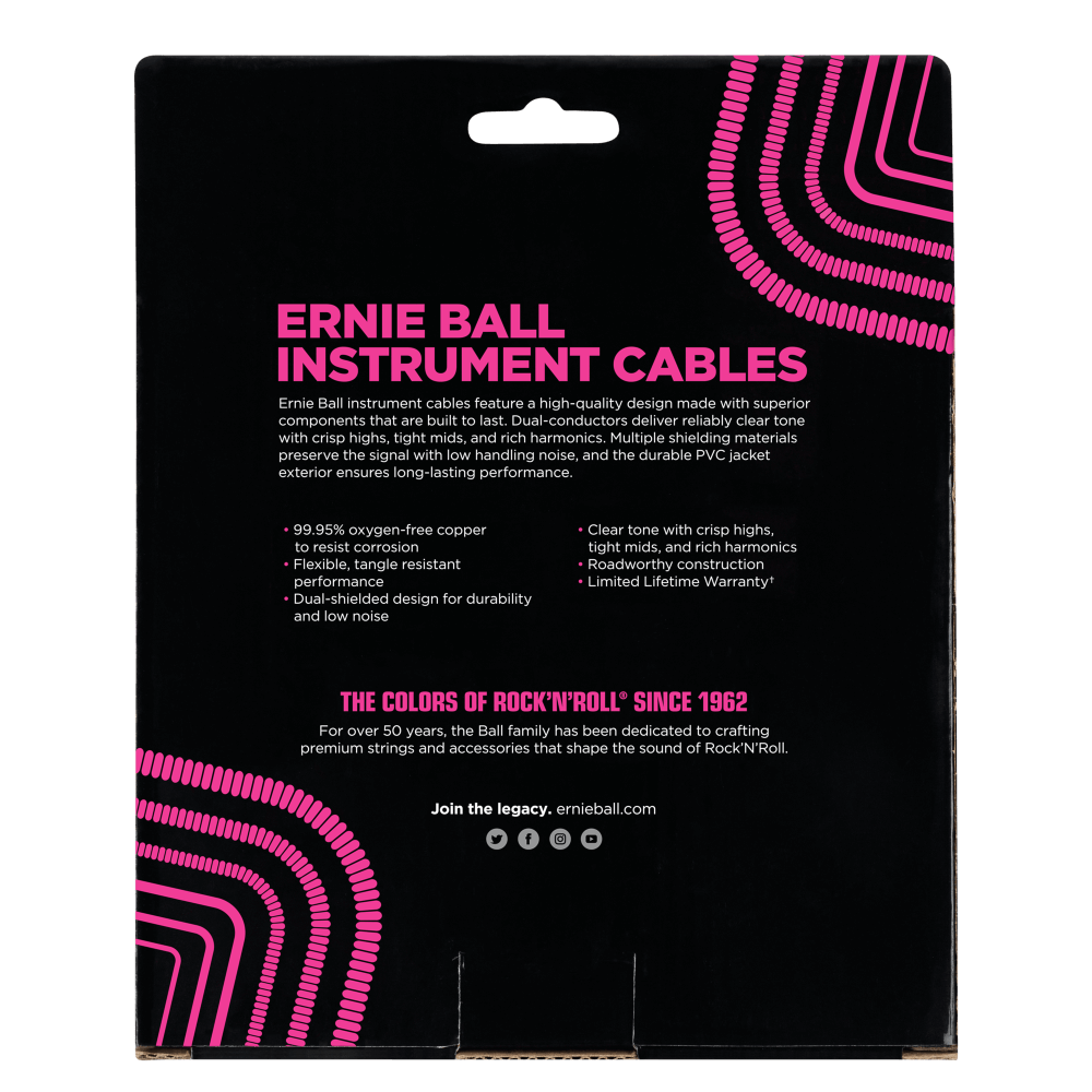 Ernie Ball 6044 Câble Guitares (Noir, 9m)