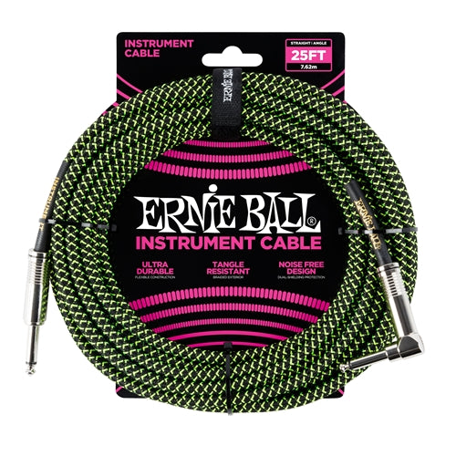 Ernie Ball 6066 Câble Guitares (Noir, Vert, 7,5m)