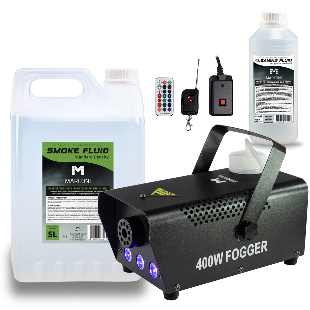 Marconi RGB Machine à brouillard (400 W, Sort) Bundle