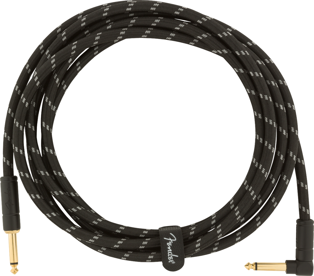 Fender Deluxe Câble Guitare Vinkelstik (Black Tweed, 3m)