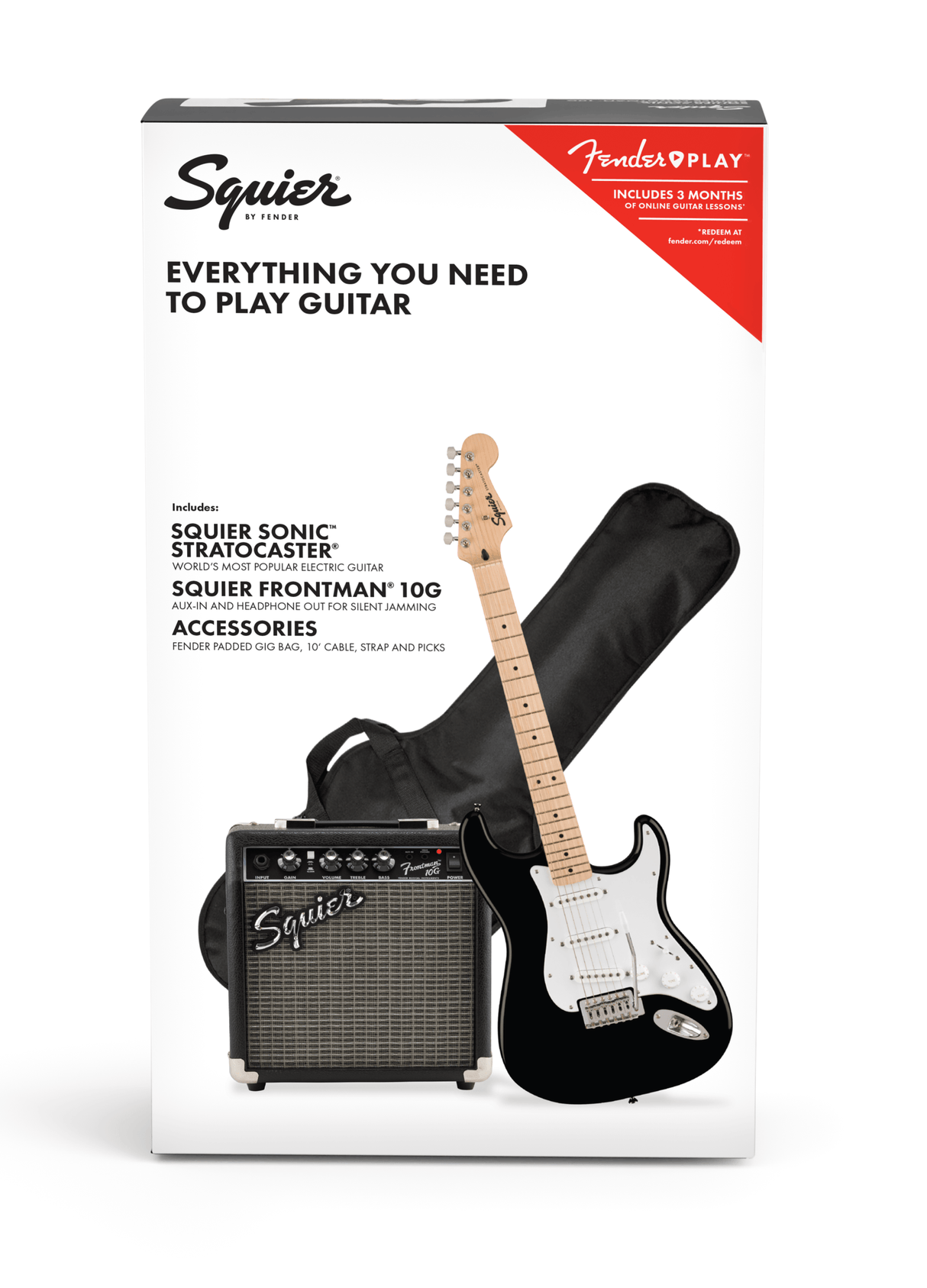 Fender Squier Sonic Stratocaster Electric Guitar Starter Kit (Black)