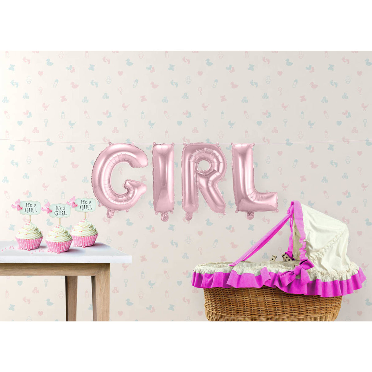 Ballon en Aluminium Bébé "Fille" (Rose)