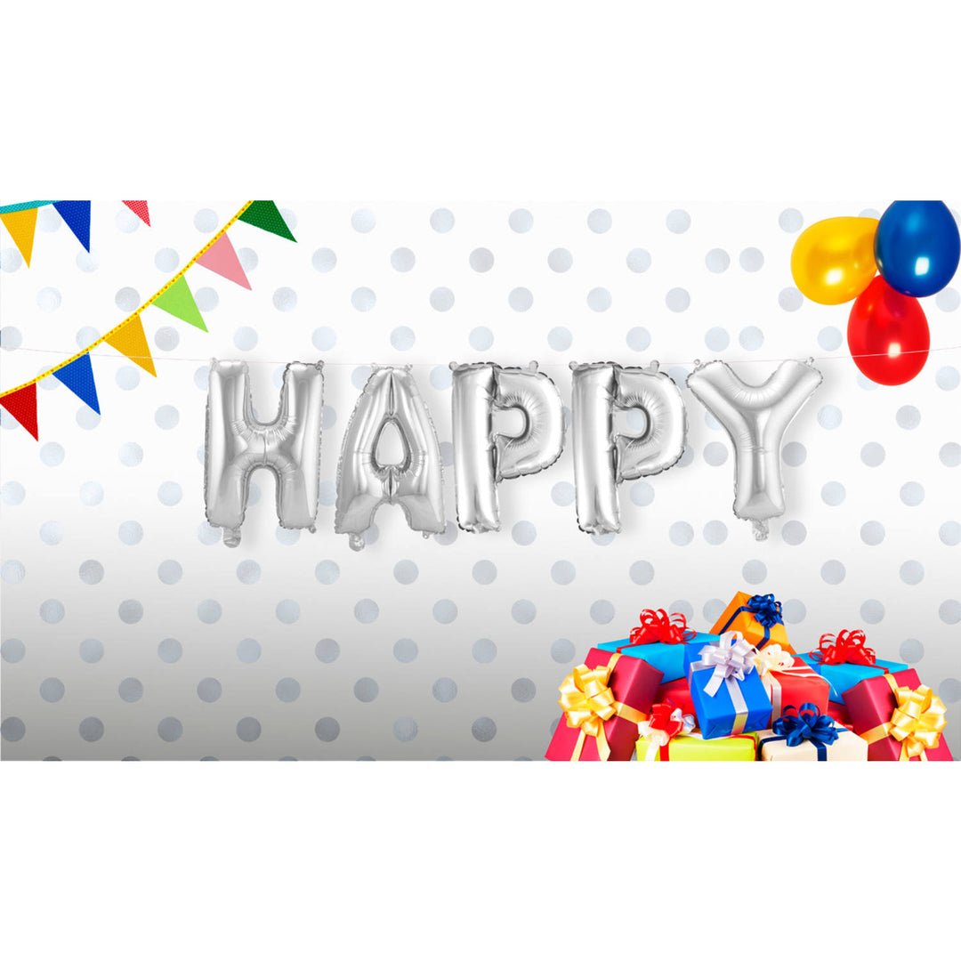 Ballon en Aluminium 'Heureux' (Argent, 36cm)
