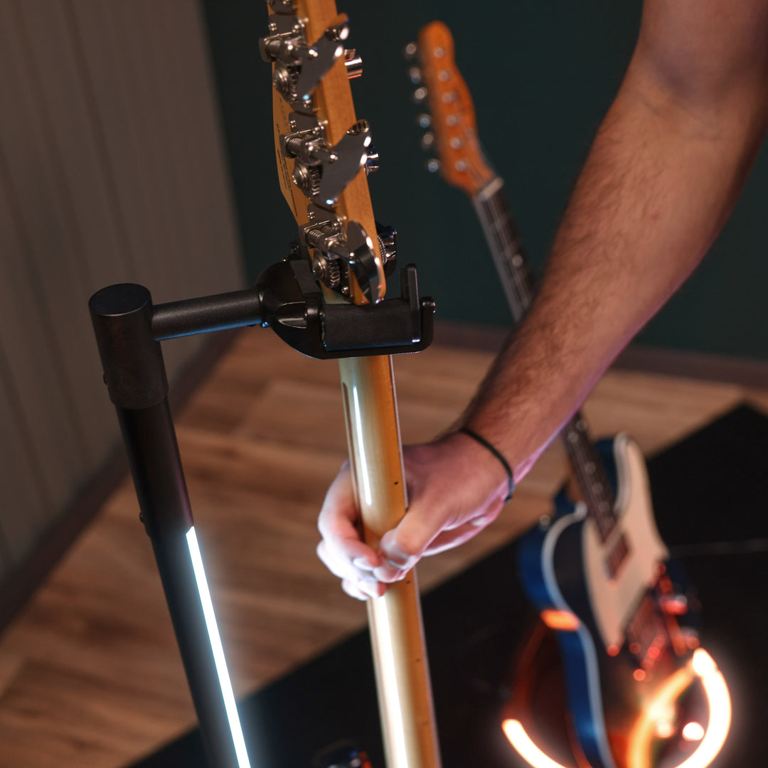 Gravity GS LS 01 NH B - Support lumineux pour Guitares GLOW-STAND®, Neckhug