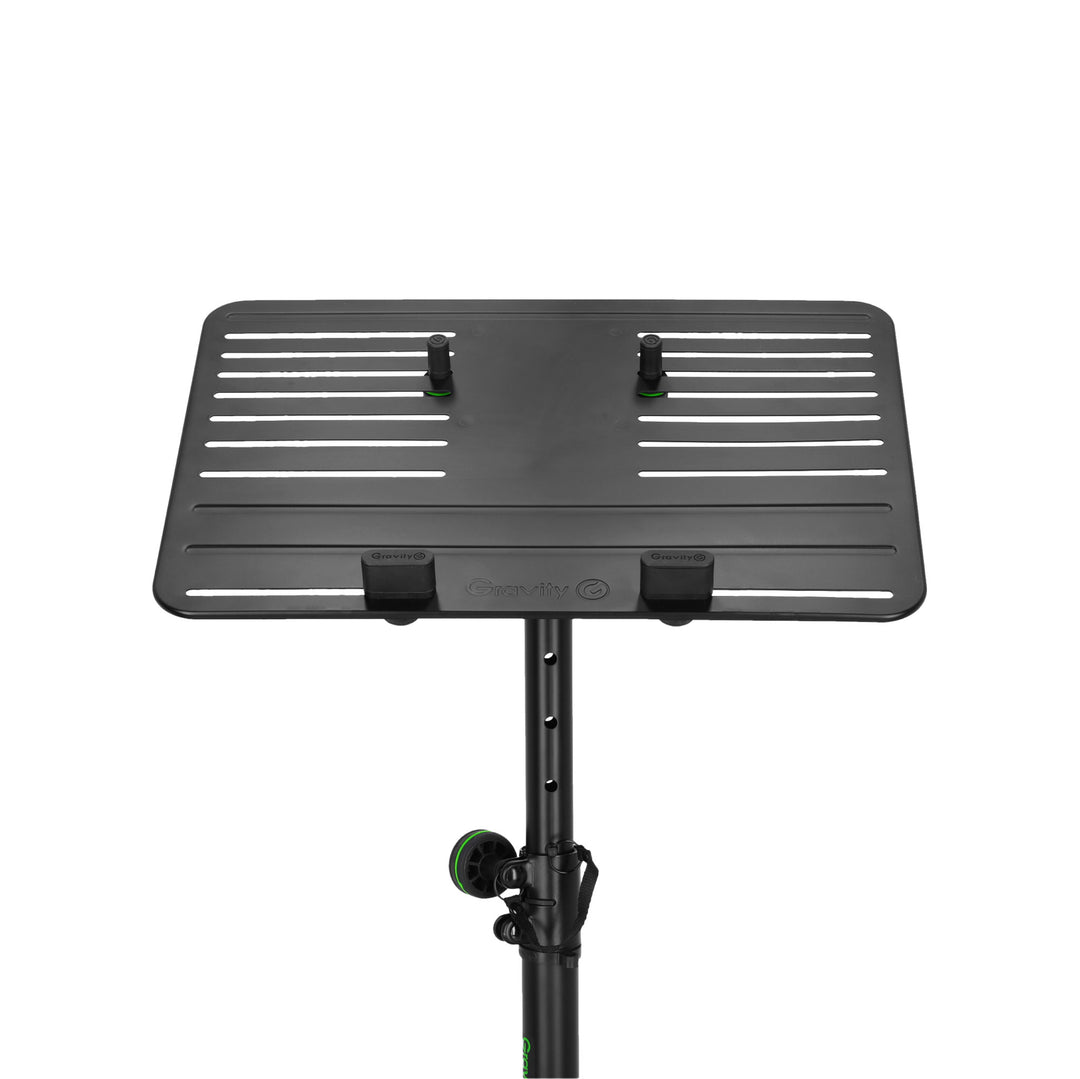 Gravity LTS T 02 B - Support universel pour ordinateur portable avec tiges de maintien réglables et base en acier, noir