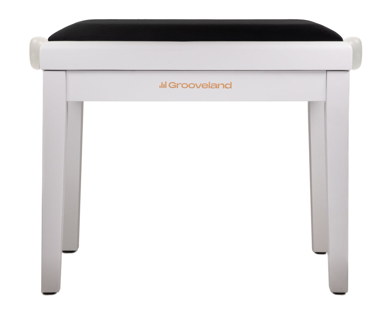 Grooveland KB200 Banc de piano (Blanc Mat, Siège Noir)