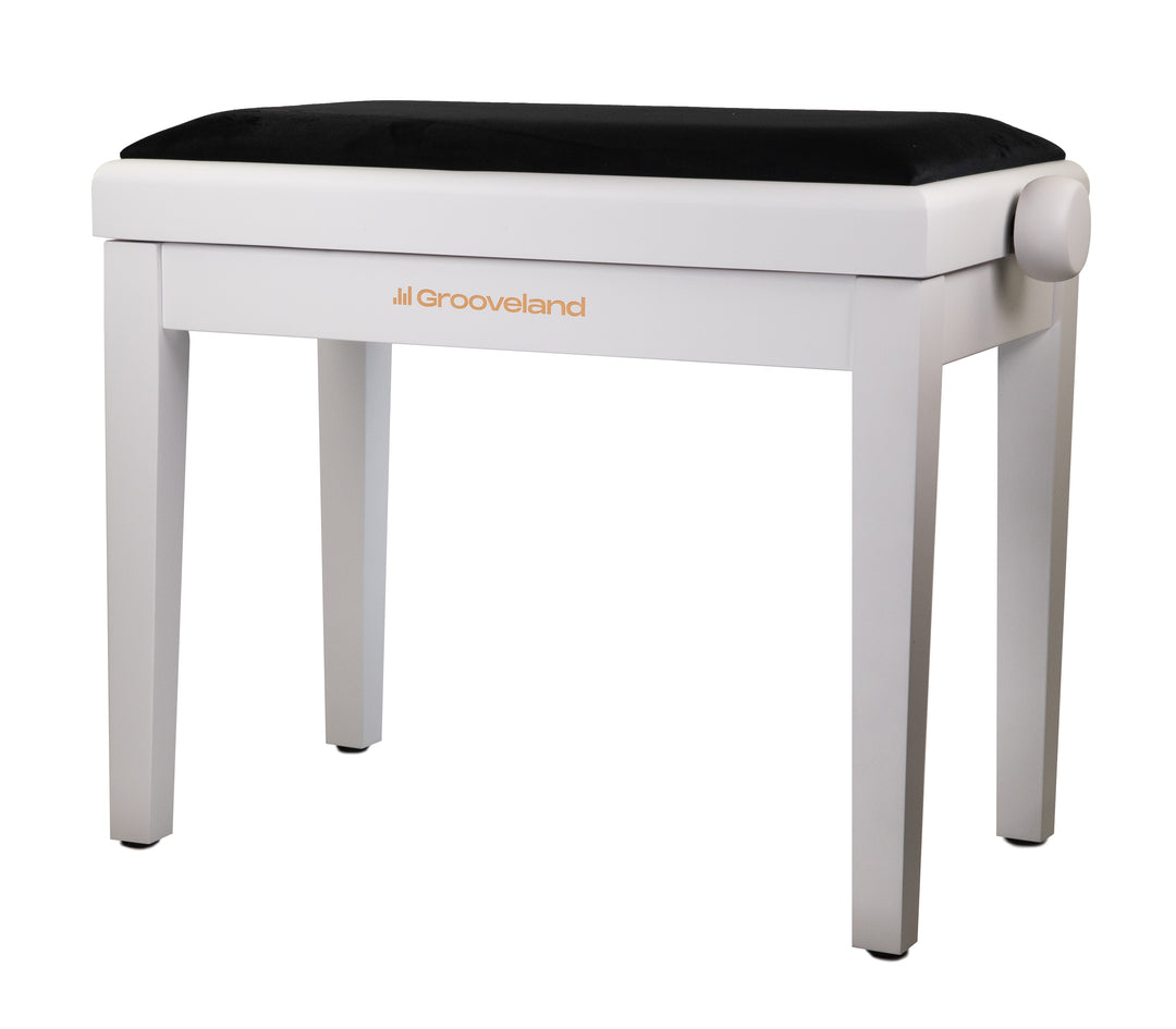 Grooveland KB200 Banc de Piano (Mat Blanc, Siège Noir)