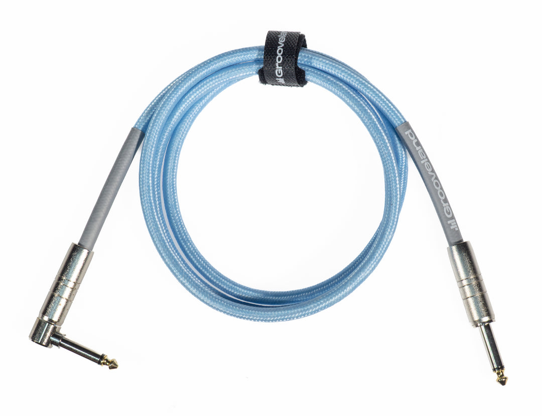 Grooveland Tweed Angle Câble Guitare (1,5m - Bleu)