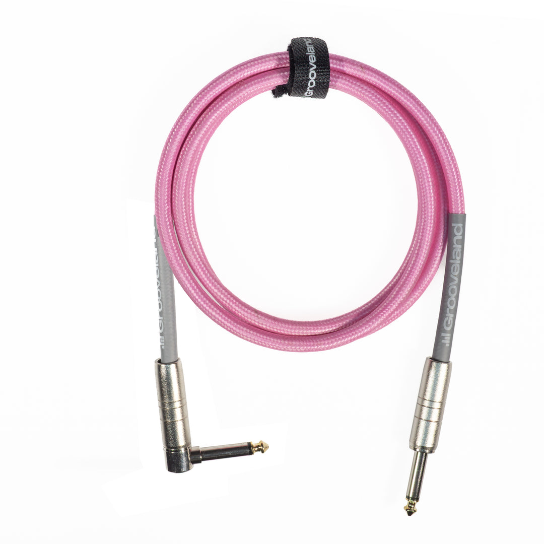 Grooveland Tweed Câble de Guitare Angulaire (1,5m - Rose)