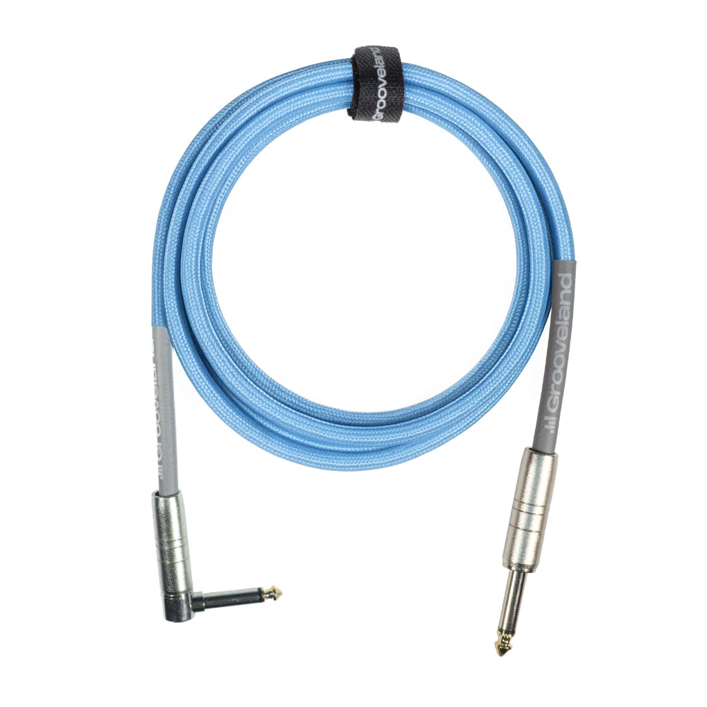 Grooveland Tweed Câble de Guitare Angulaire (3m - Bleu)