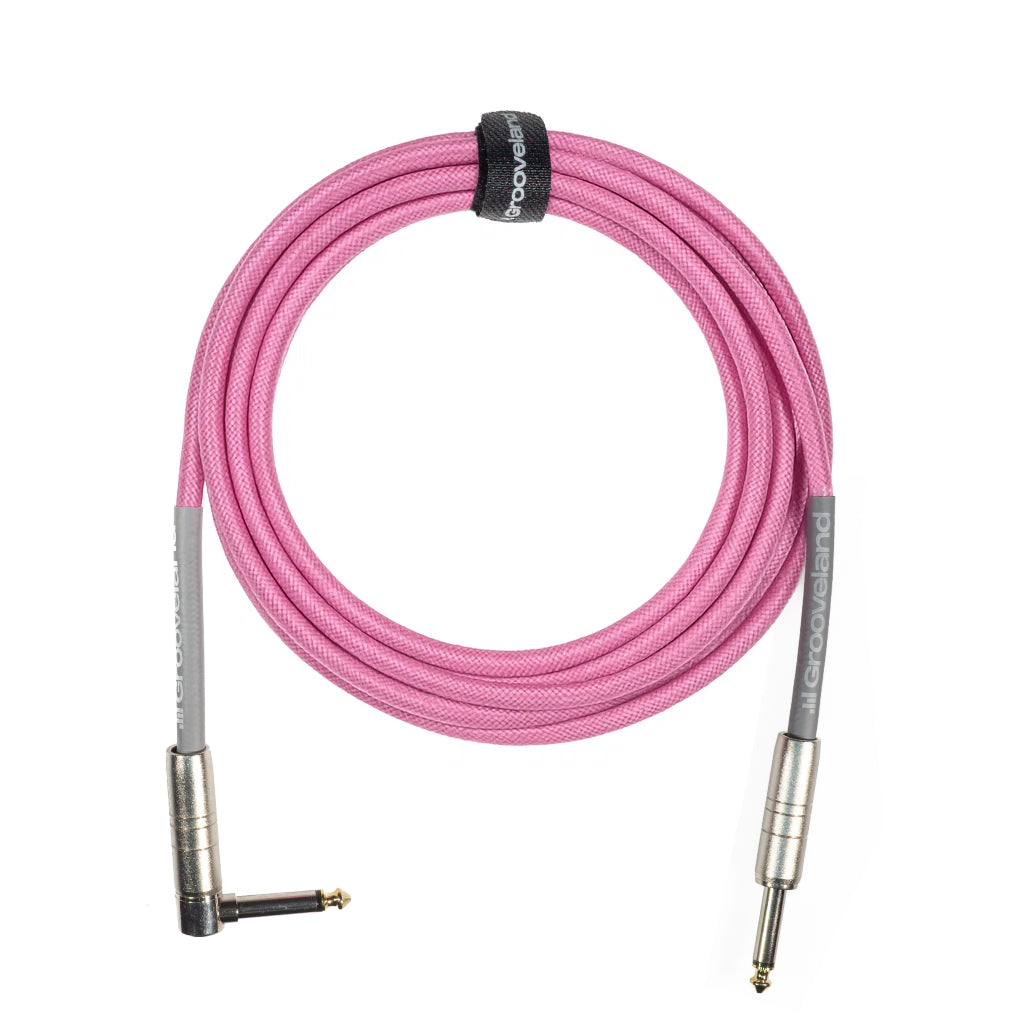 Grooveland Tweed Câble de Guitare Angulaire (3m - Rose)