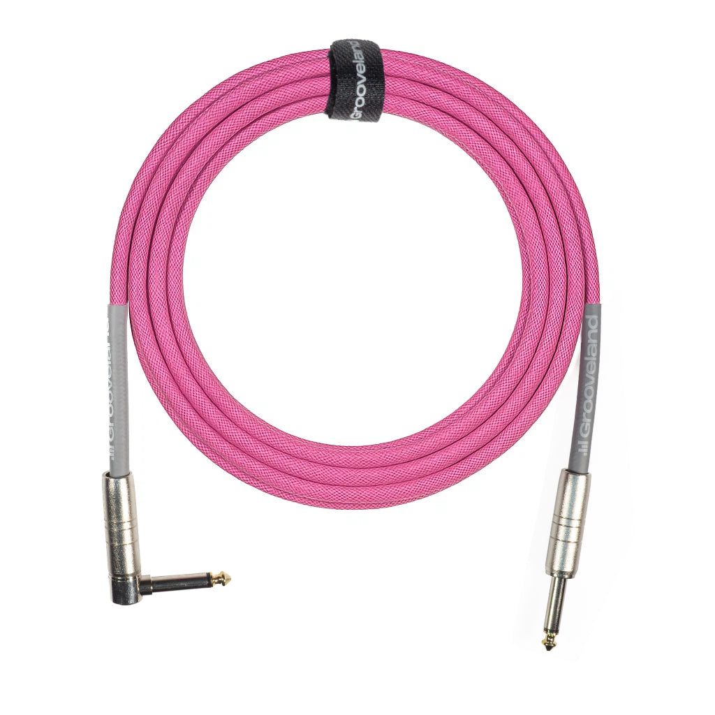 Grooveland Tweed Câble de Guitare Angulaire (6m - Rose)