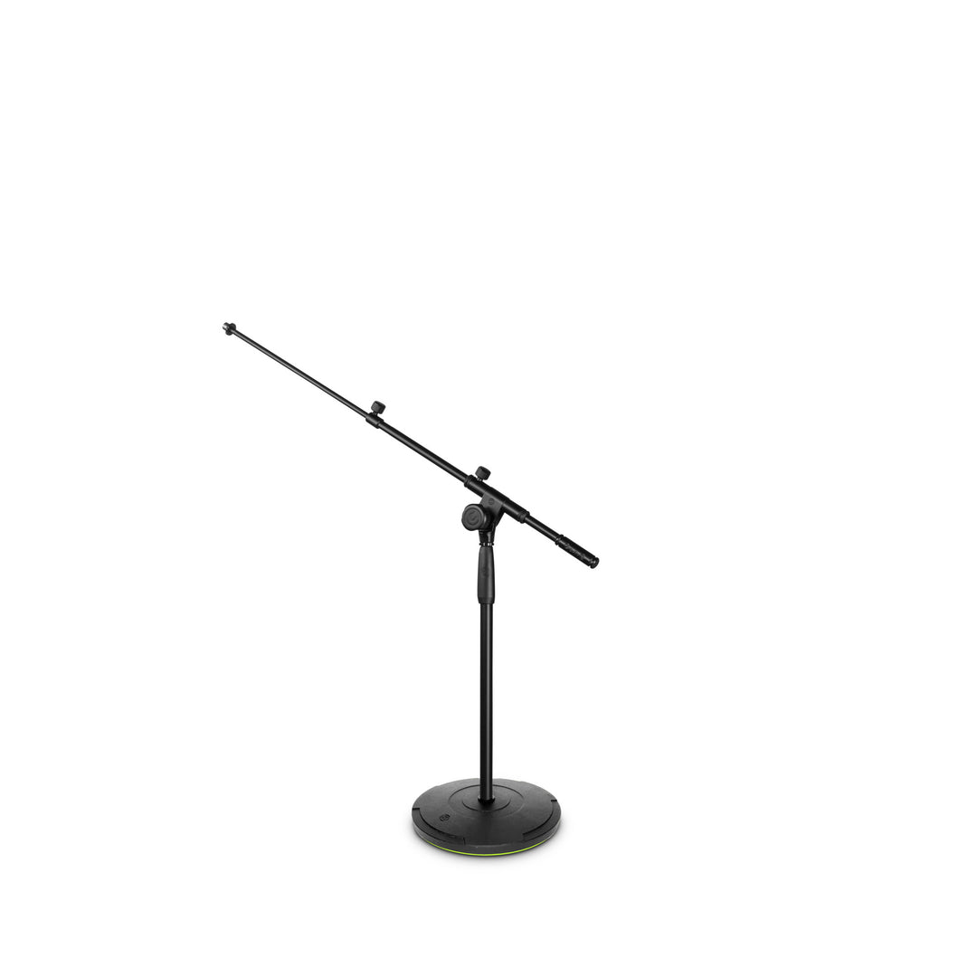 Gravity TMS 2222 - Pied de microphone court de tournée avec base ronde et perche télescopique avec réglage en 2 points