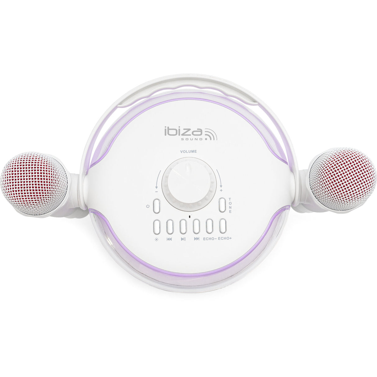 Ibiza Karaoke Anlæg m. Bluetooth og 2 Microphones (Blanc)