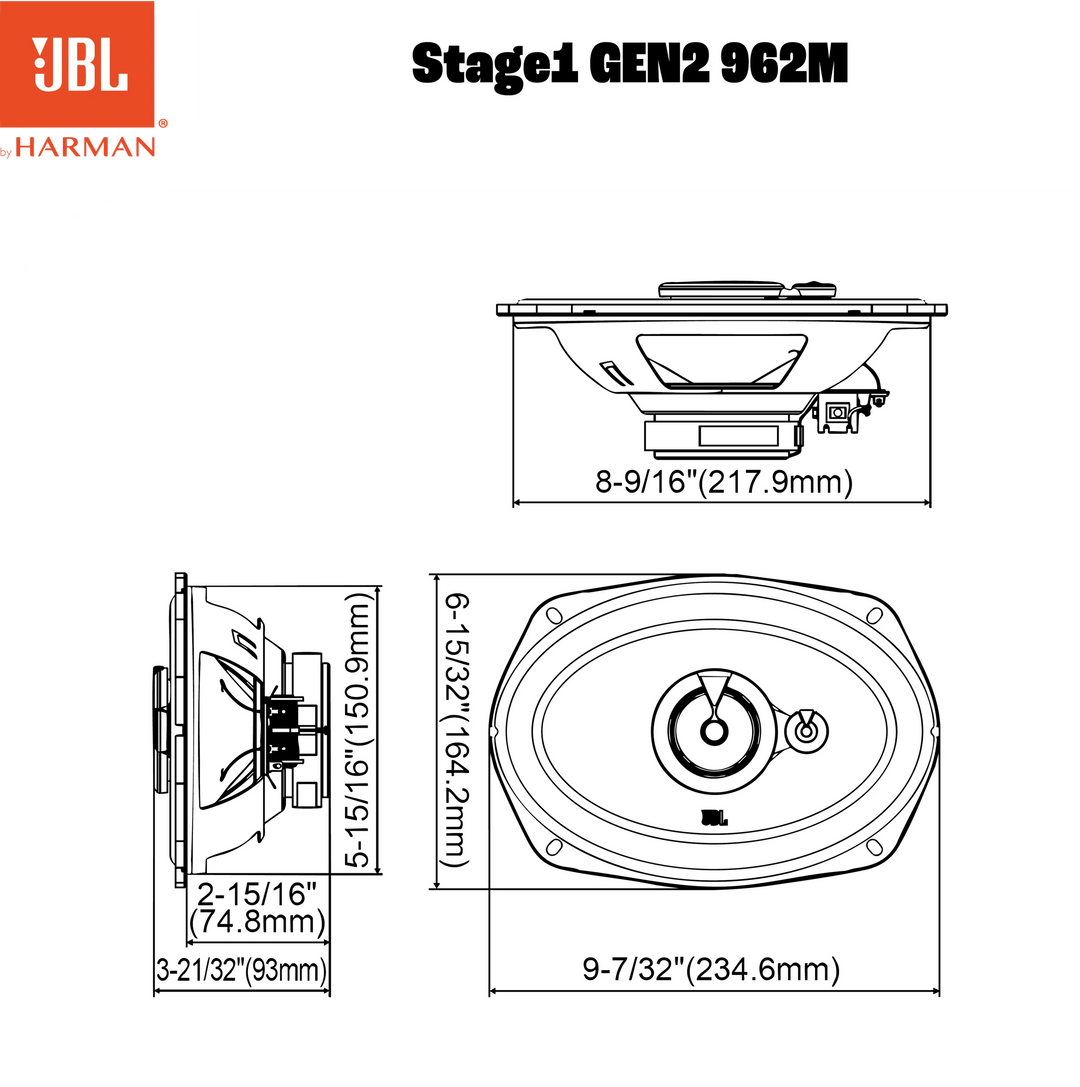 JBL Stage1 Gen2 962M haut-parleurs auto 3 voies 6x9"
