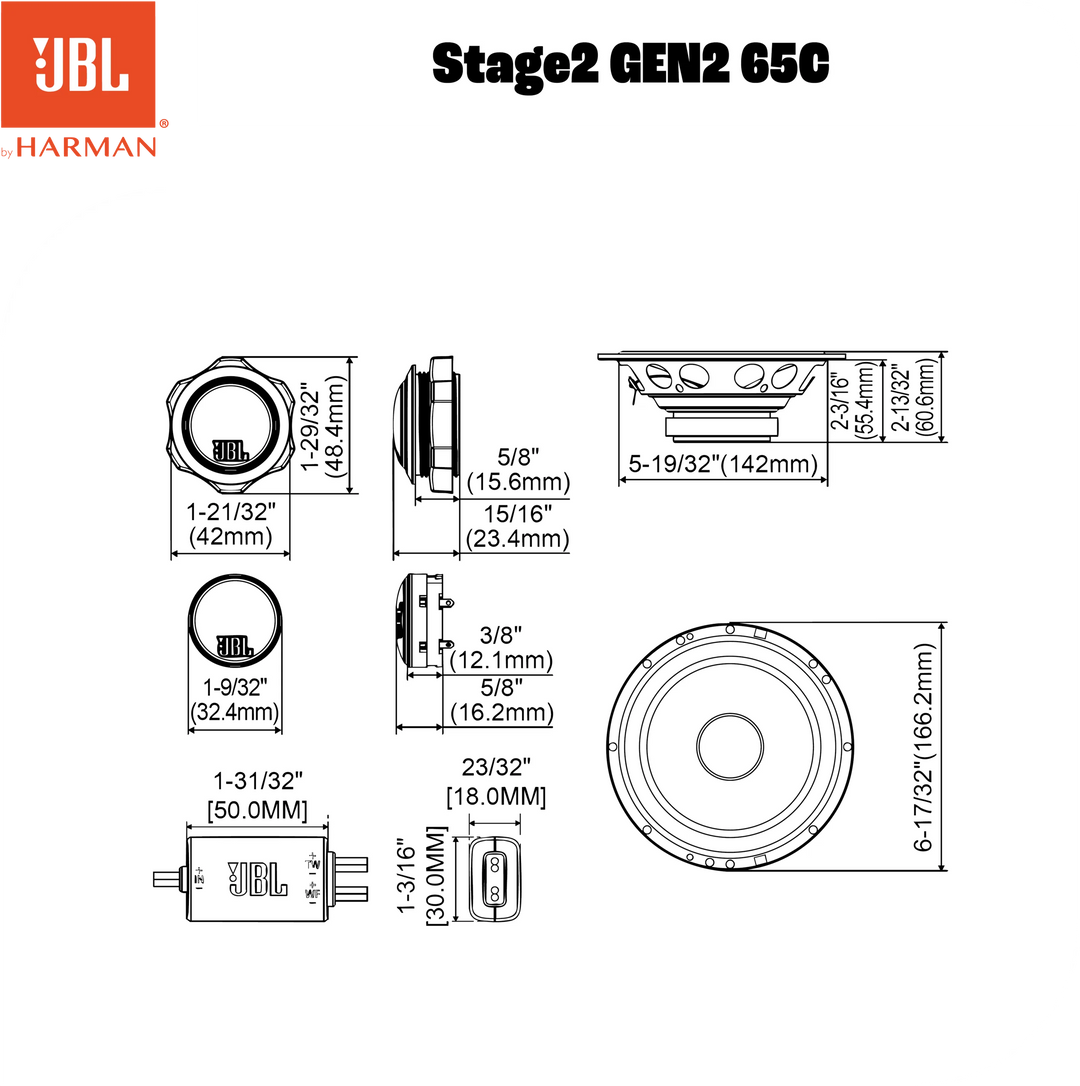 JBL Stage2 Gen2 65C ensemble de composants 6,5"