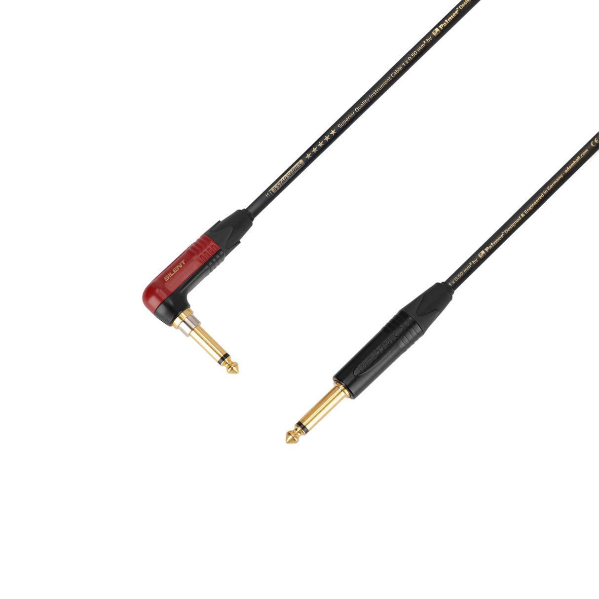 Adam Hall Cables 5 STAR IPR 0900 PALMER® CABLE SILENT - Instrumentkabel | Palmer® & Neutrik silentPLUG® vinklet jack x jack TS | 9 m